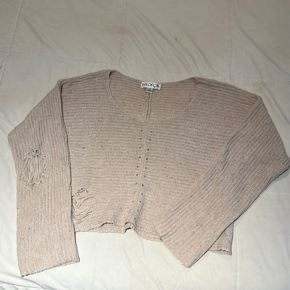 Wildfox ripped cropped sweater